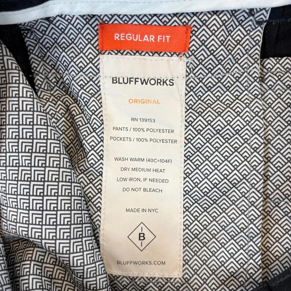 Bluffworks Original Pants Mens 33x30 Black Regular Fit Stretch Travel Trousers